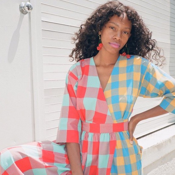 Mara Hoffman Dresses & Skirts - Mara Hoffman Anya Wrap Dress Playford Plaid Midi Checked